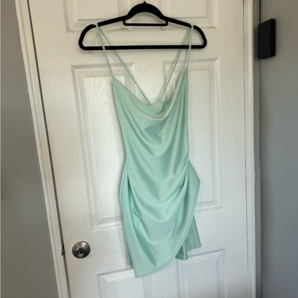 windsor short mint green satin dress